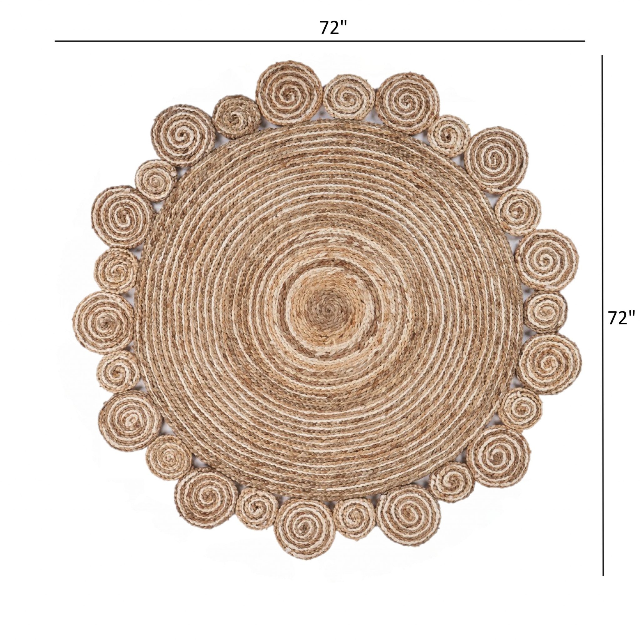 Exquisitely Handmade Jute Area Rug in Natural Tones for Bohemian and Farmhouse Decor