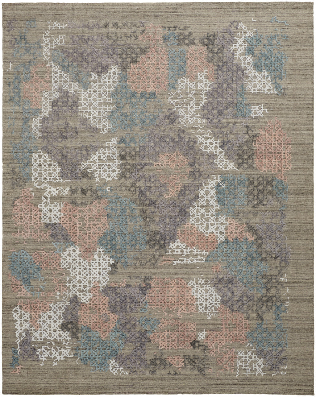 Unique Hand-Woven Pink and Blue Abstract Area Rug for Any Room