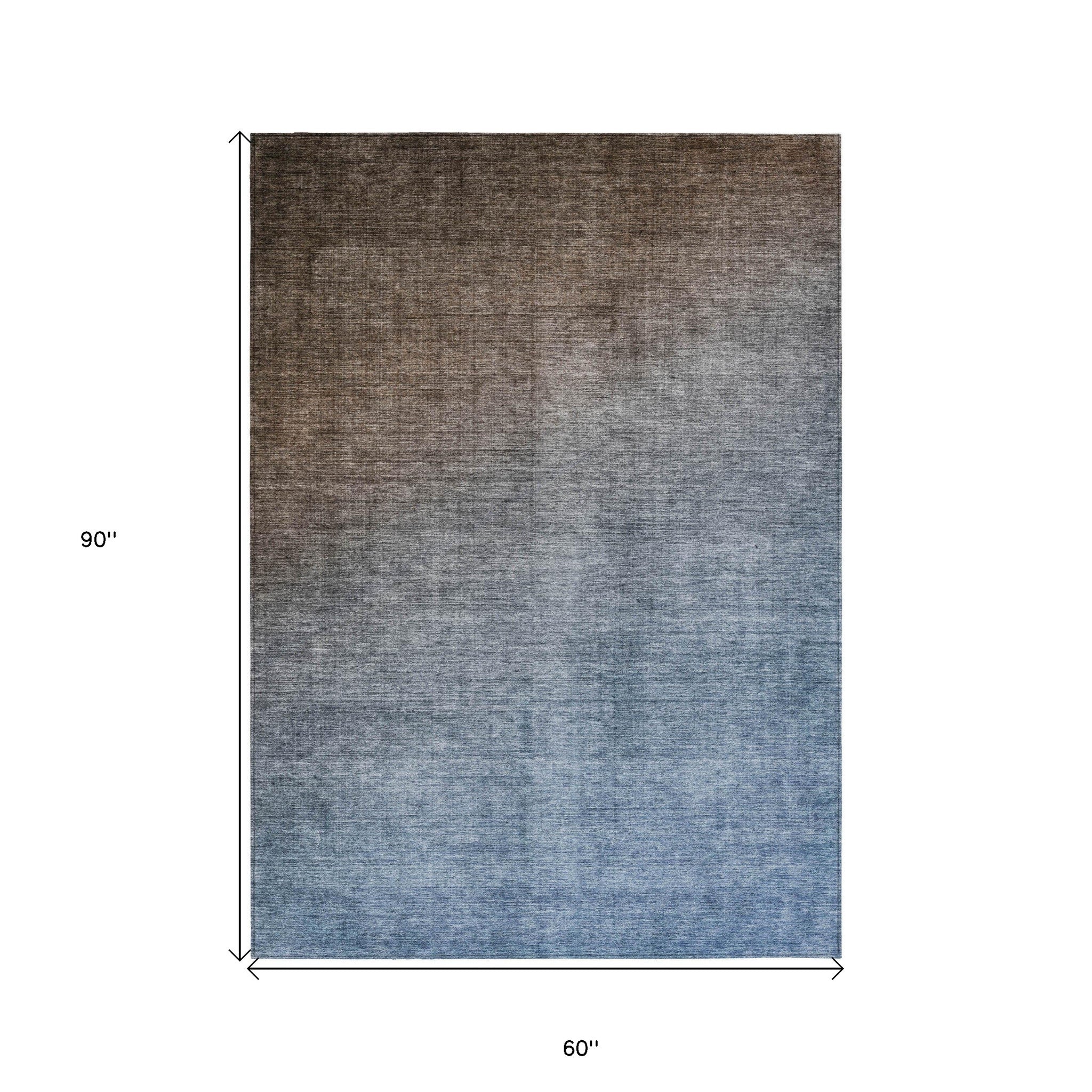 Stylish Ombre Teal and Red Orange Washable and Stain - Resistant Runner Outdoor Rugs for Both Indoor and Outdoor Decor