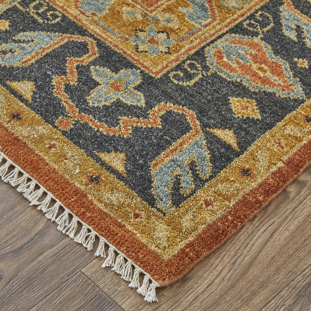 Artisan Hand-Knotted Stain-Resistant Floral Area Rug, Ideal for Families & Pets