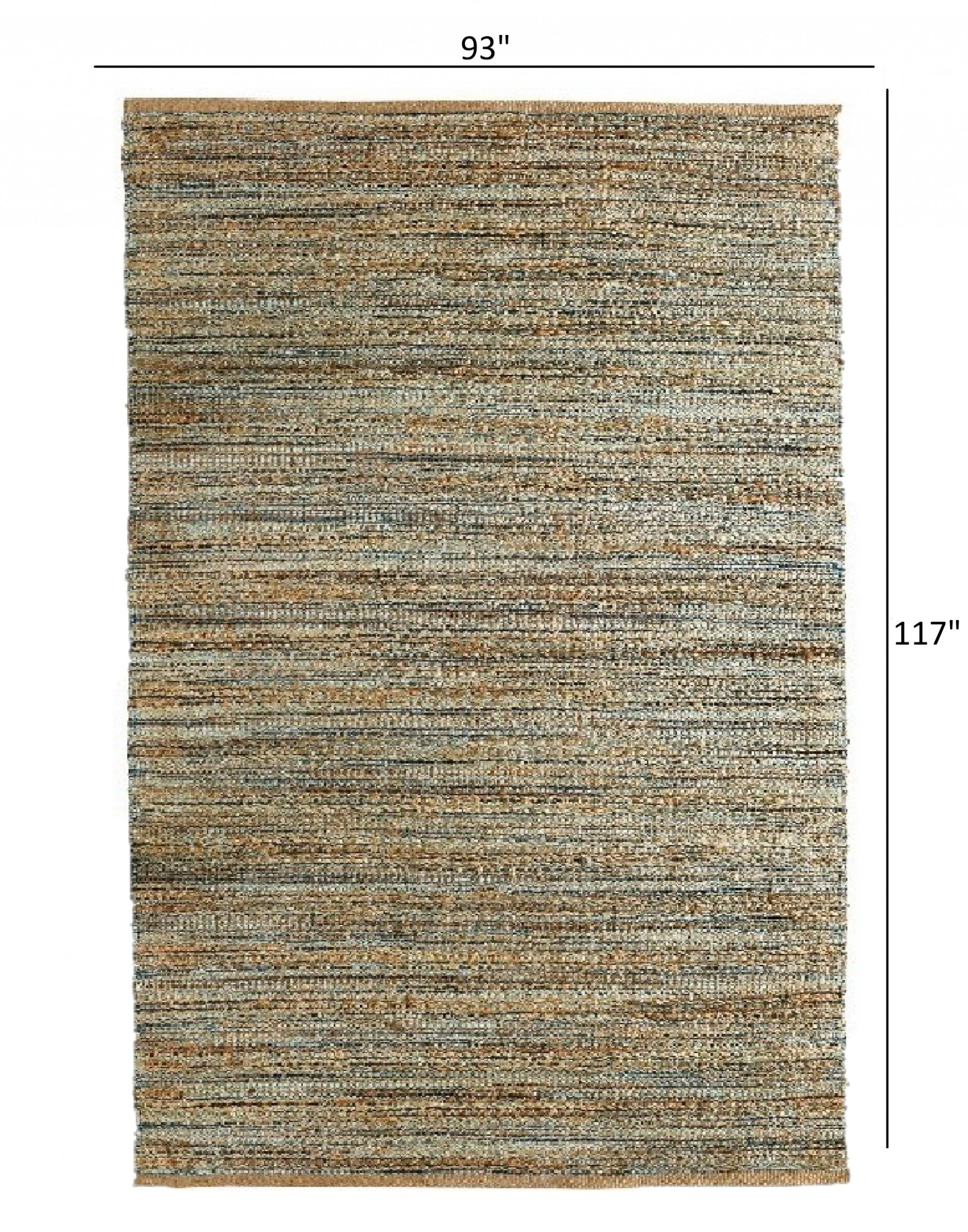 Stylish and Durable Teal and Natural Color Braided Jute Floor Area Rug Suitable for Any Indoor Space