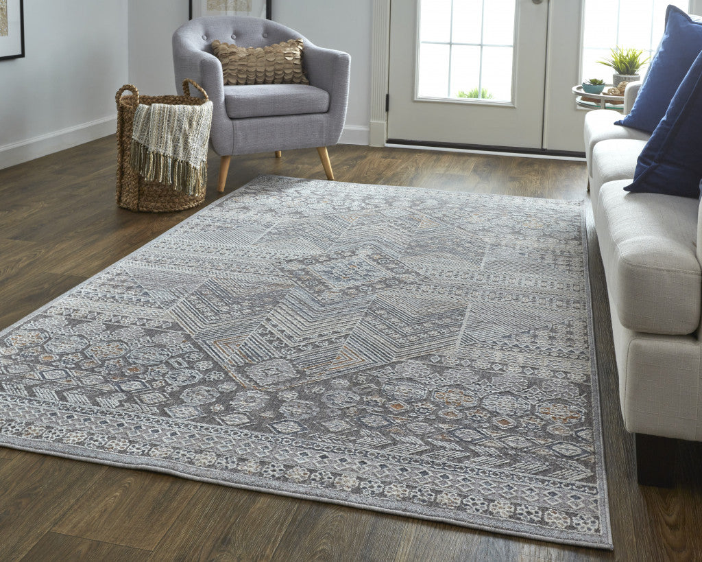 Durable Stain-Resistant Geometric Area Rug in Ivory and Gray for Every Room
