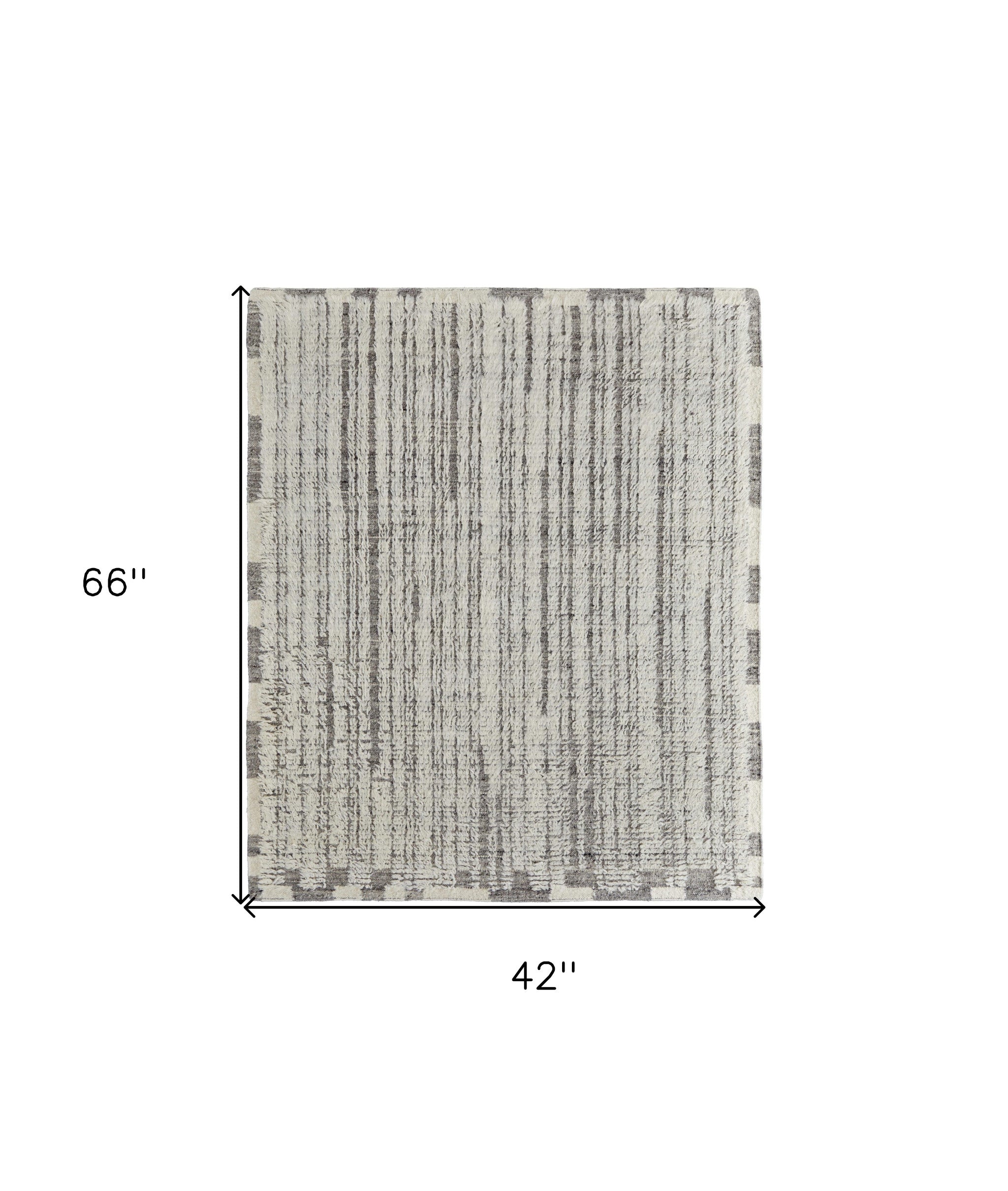 Stylish Stain-Resistant Hand-Woven Gray and Ivory Wool Area Rug for Any Space