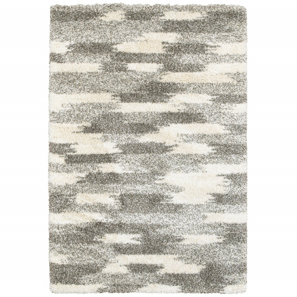Exquisitely Stylish Contemporary Indoor Gray and Ivory Geometric Pattern Runner Area Rug for a Touch of Elegance