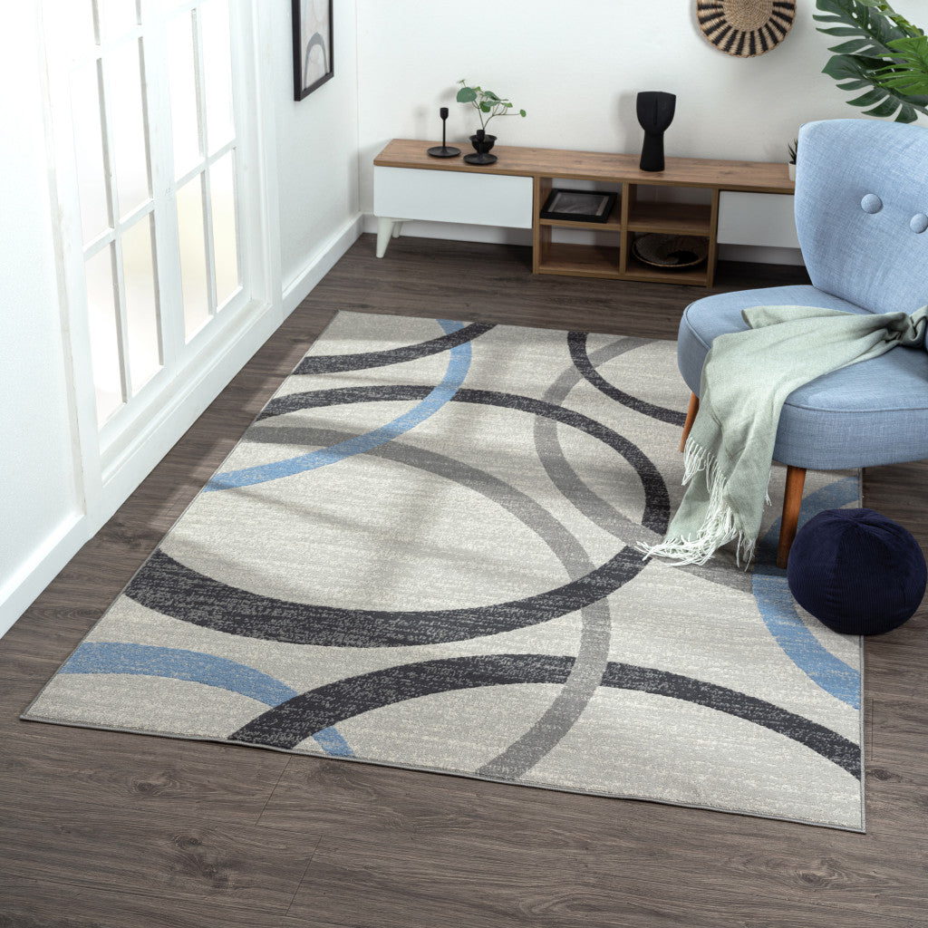 Stylish Turkish Blue Geometric Area Rug for Comfort and Visual Appeal in Any Room