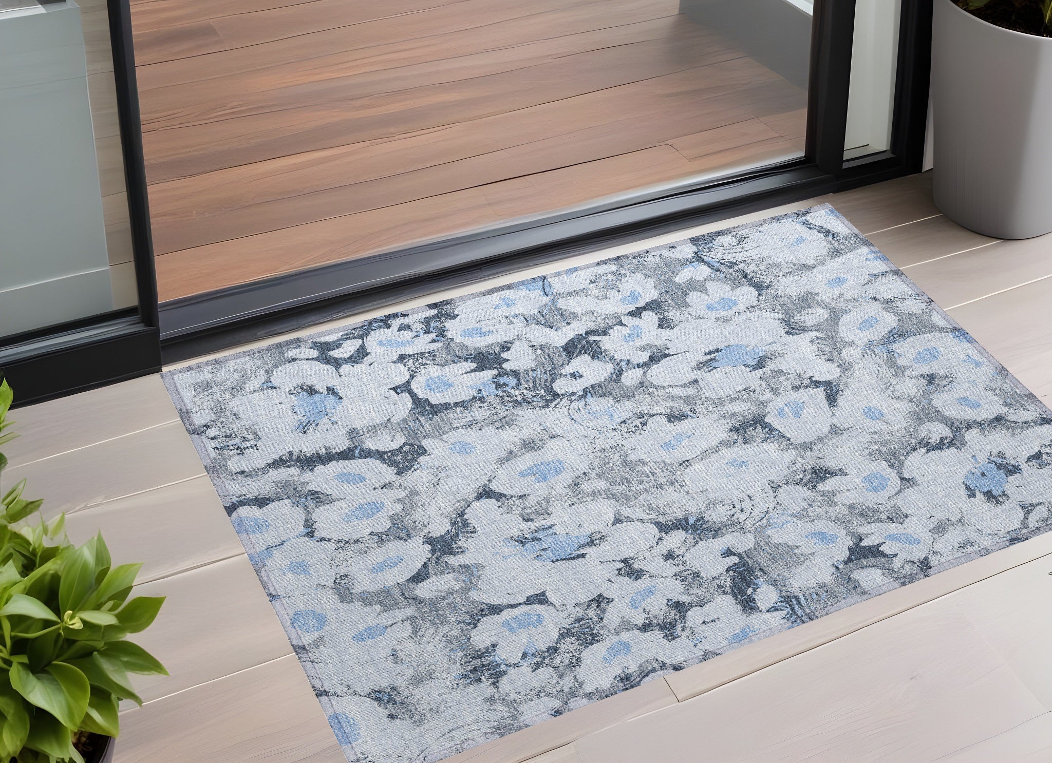 Exquisite Floral Indoor and Outdoor Runner Rug with Stain-Resistant, Non-Skid, and Washable Design for Home Decor