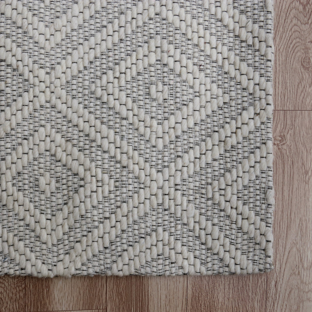 Artisan-Crafted Hand Woven Gray & Ivory Geometric Non-Skid Area Rug