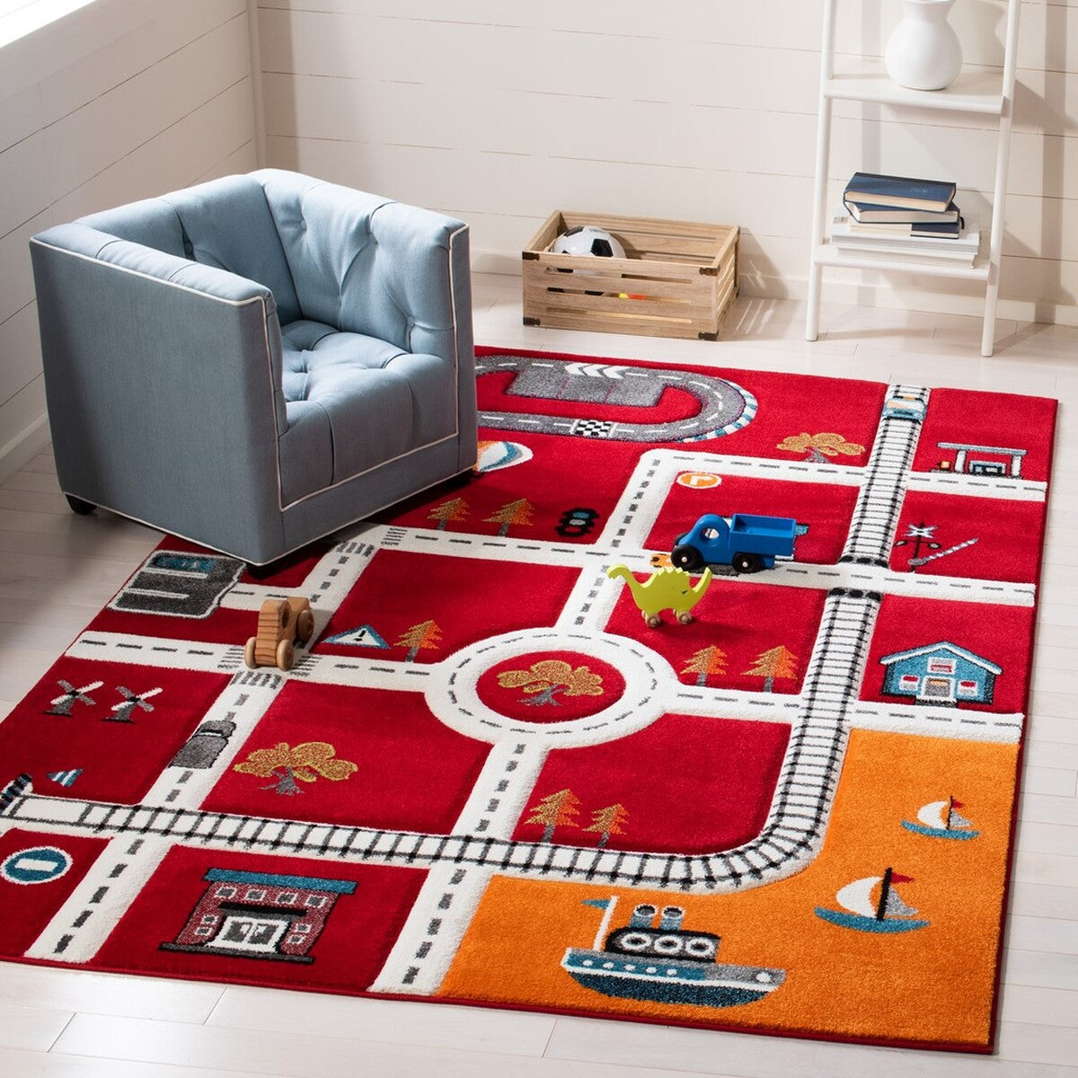 Kids' Carousel-Style Playful and Durable Power Loomed Polypropylene Area Rug, Perfect for Fun and Active Spaces