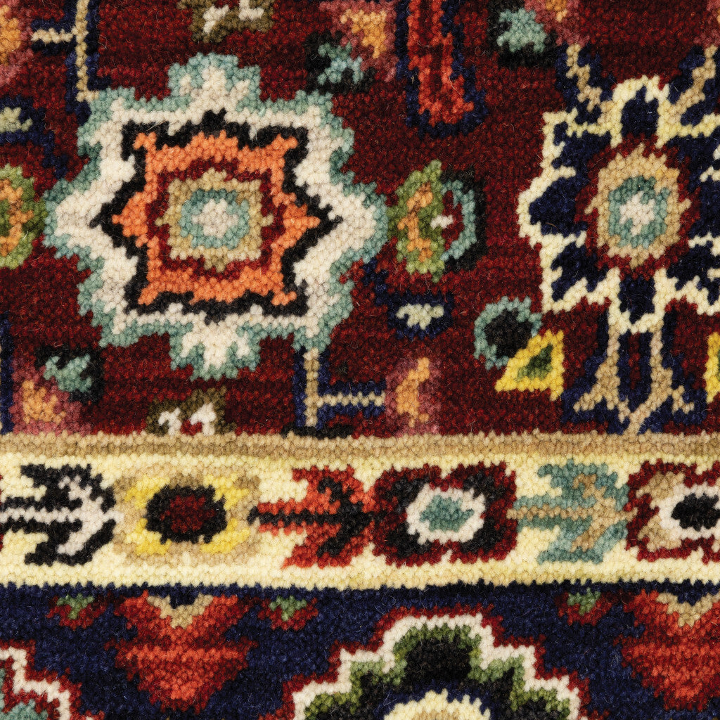 Vibrantly Colored Oriental Design Stain Resistant Area Runner Rug with Fringe in Red, Ivory, Blue, and Orange for Home Decor