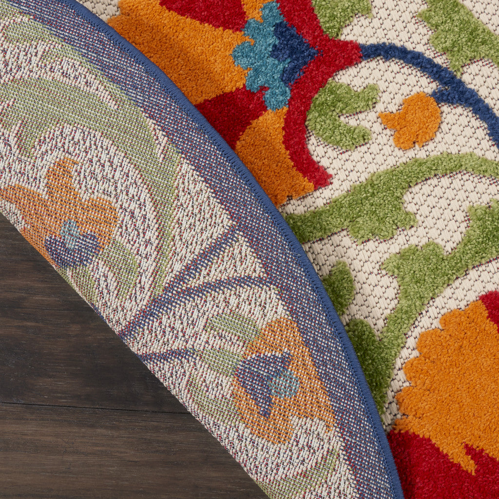 High - Quality Outdoor and Indoor Elegant Red and Ivory Floral Area Rug for Stylish Space Enhancement