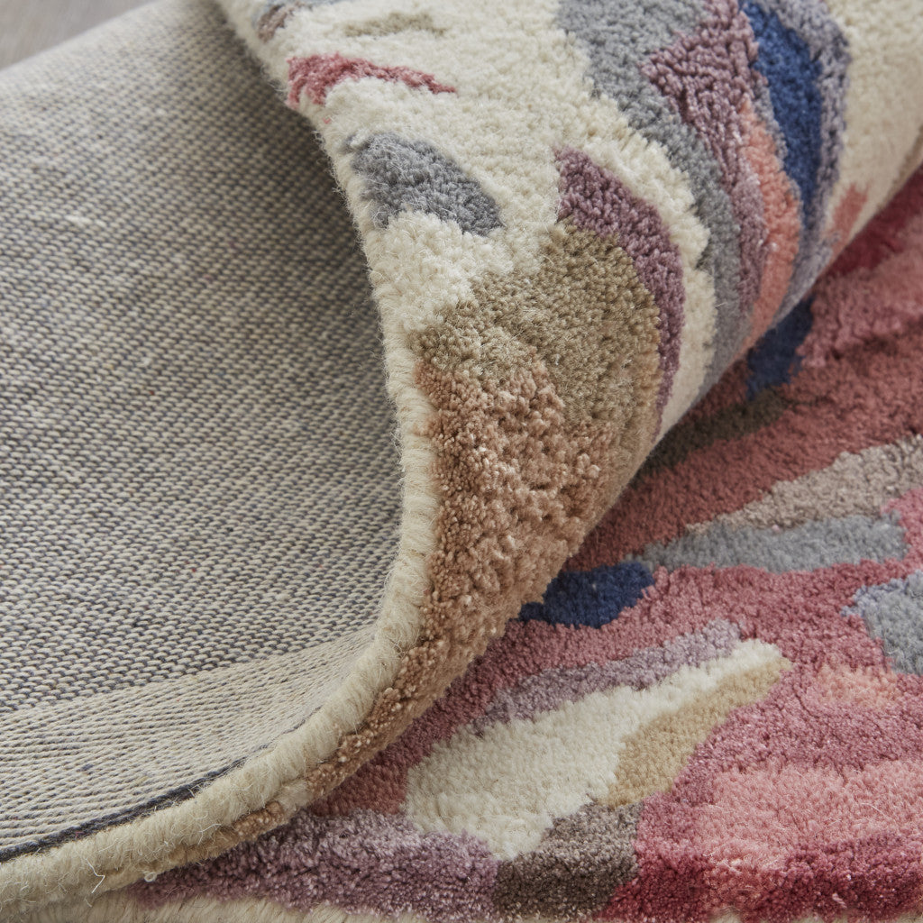 Exquisite Hand-Tufted Wool Area Rug in Elegant Ivory and Blue for Cozy Homes