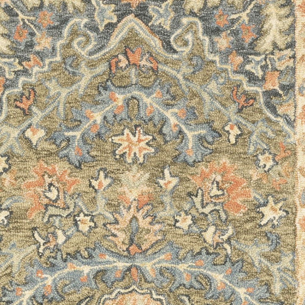 Exquisite Handmade Stain-Resistant Area Rug with Blue, Green, Clay, and Gold Tones - Ideal Elegant Oriental Design for Home Decor