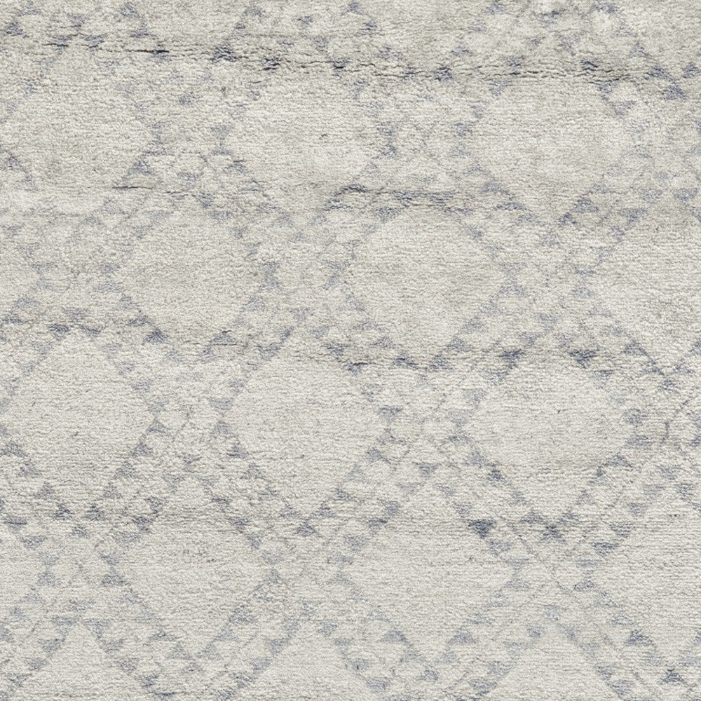 Exquisite Hand-Knotted Ivory Area Rug with Unique Geometric Design and Premium Wool Blend