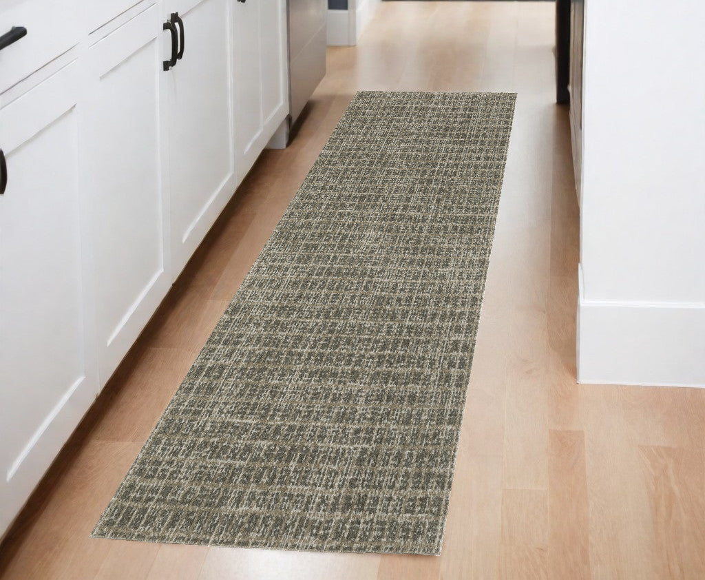 Stylish and Stain-Resistant Gray Geometric Power Loom Area Runner Rug Ideal for Spaces with Kids and Pets