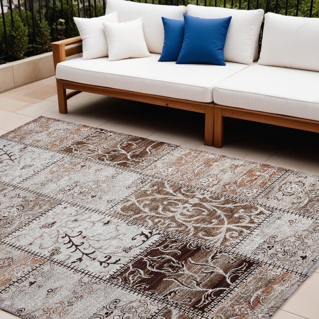 Stylish and Washable Outdoor and Indoor Runner Rug with Patchwork Design for Versatile Use