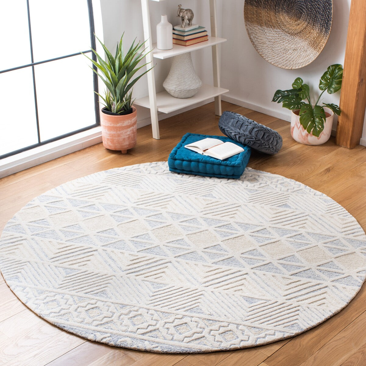 Stylish Hand-Tufted Bohemian Wool-Cotton Rug for Cozy Home Decor