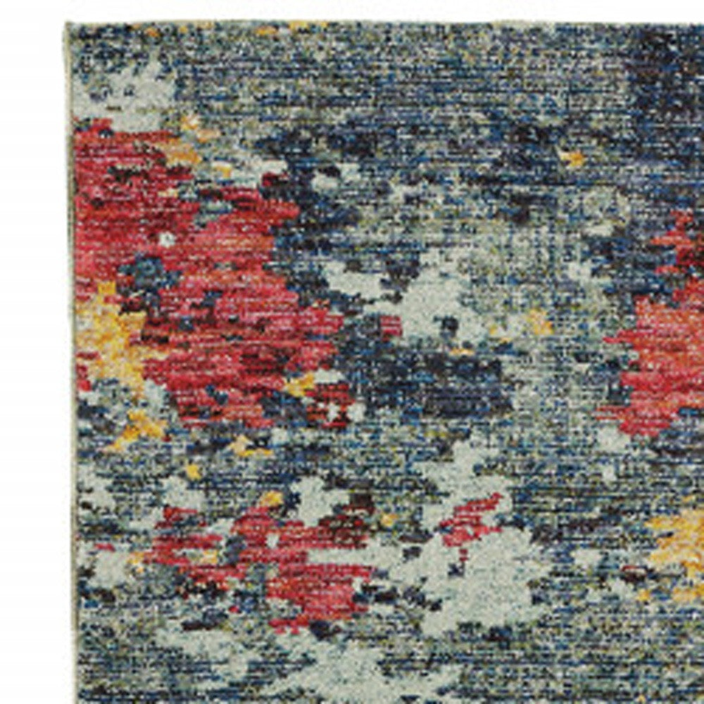 Stain-Resistant Blue Abstract Power Loom Rectangular Area Rug for Enhanced Home Comfort and Stylish Interior Decoration
