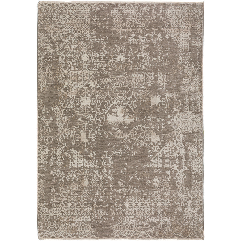 3' x 5' Gray Oriental Fringed Area Rug - Stylish, Soft, Ideal for Any Decor
