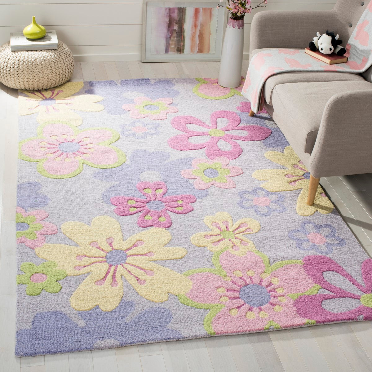 Cozy Kids Hand - Tufted 80% Wool & 20% Cotton Rug Ideal for Playrooms and Bedrooms, Great Gift!