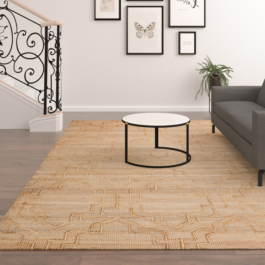 Exquisite Hand - Woven Brown Trellis Pattern Area Rug for an Elegant and Stylish Home Décor Enhancement
