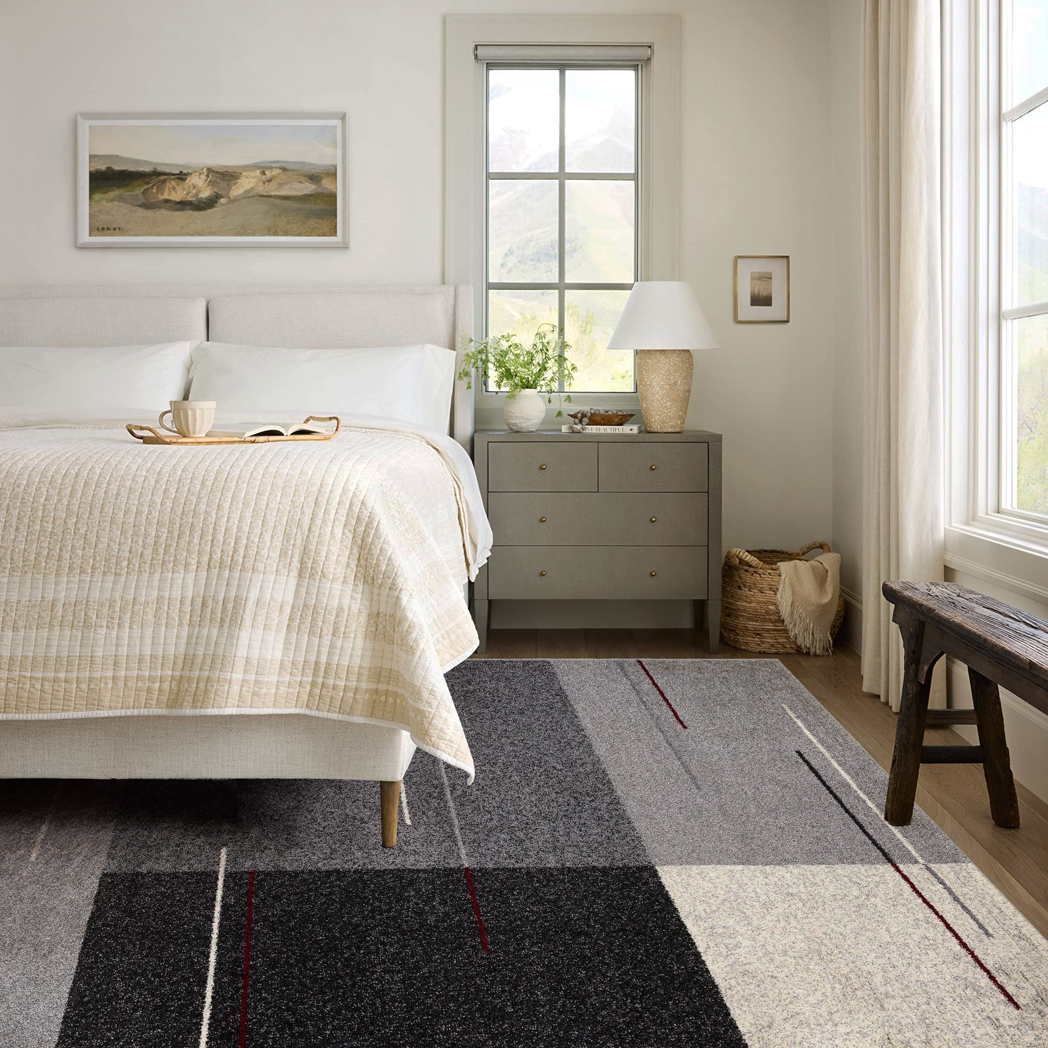 Stylish Gray Modern Geometric Area Rug for Elegant Indoor Decor