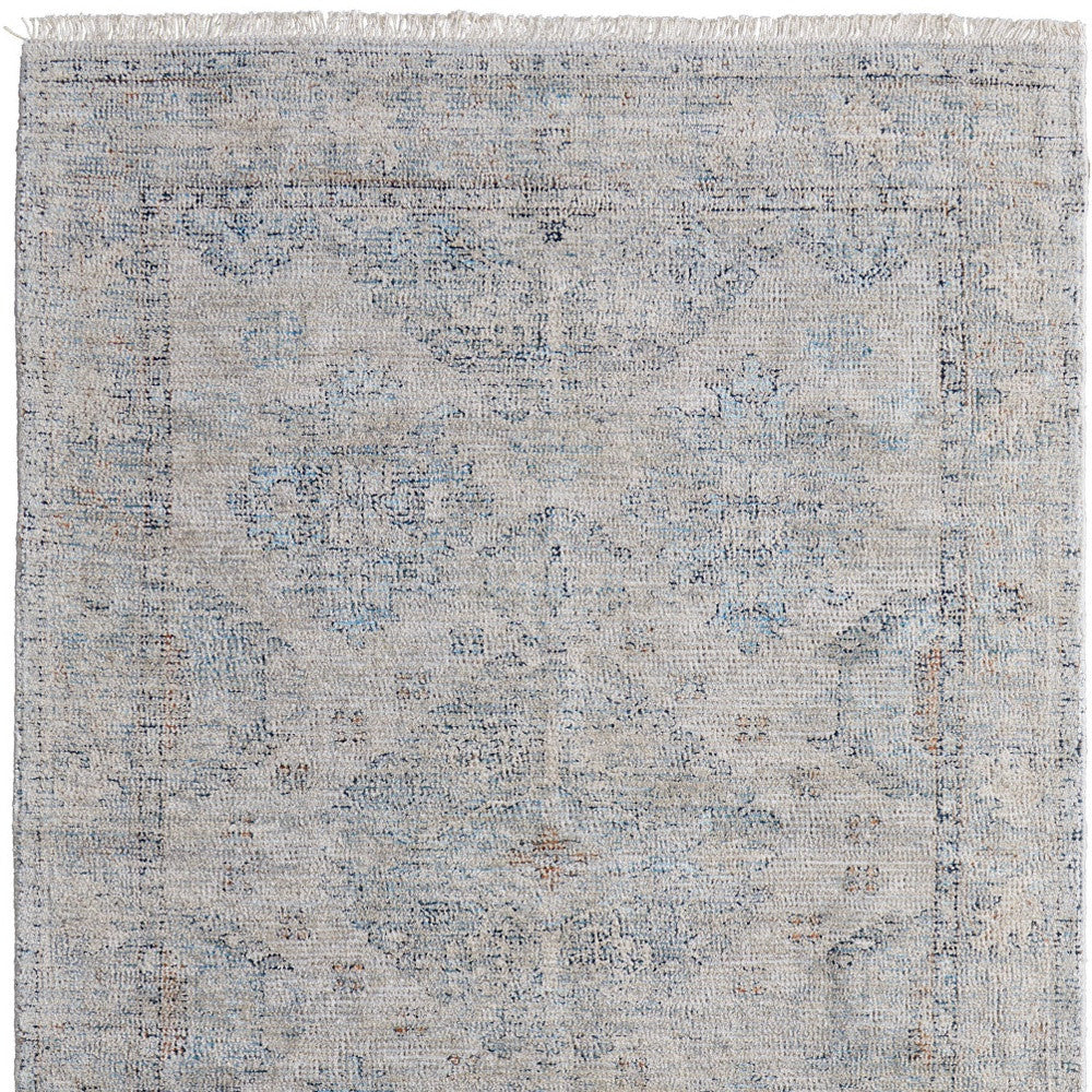 Gray and Taupe Hand-Woven Distressed Fringed Area Rug for Timeless Decor