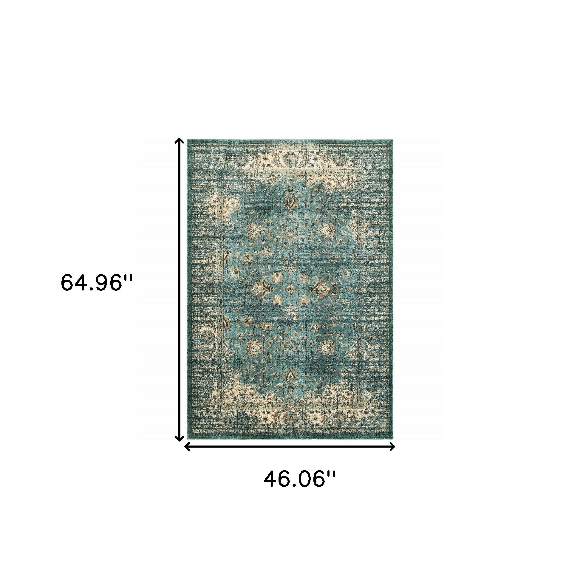 Soft and Durable Peacock Blue Indoor Runner Rug with Vintage Eclectic Style for Home Decor