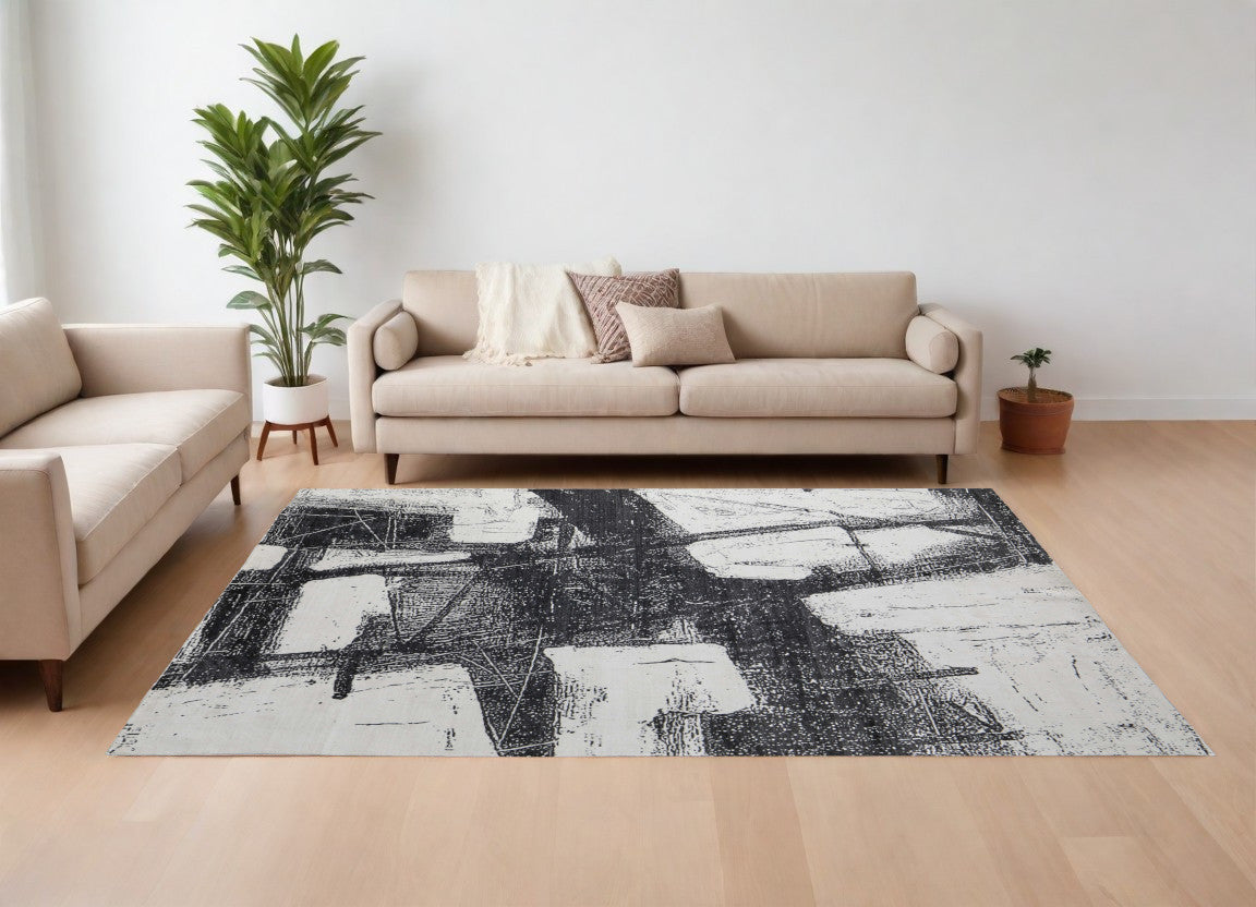 Exquisite Hand-Woven Abstract Wool Blend Area Rug - One-of-a-Kind Artisan Craft for a Warm and Welcoming Home Ambiance