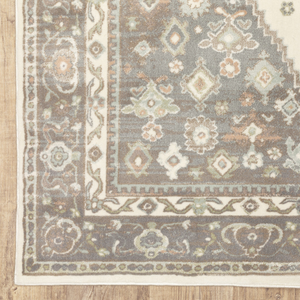 High - Quality Stain - Resistant Oriental Style Area Runner Rug in Elegant Shades of Grey, Salmon Pink, and Brown for Every Room