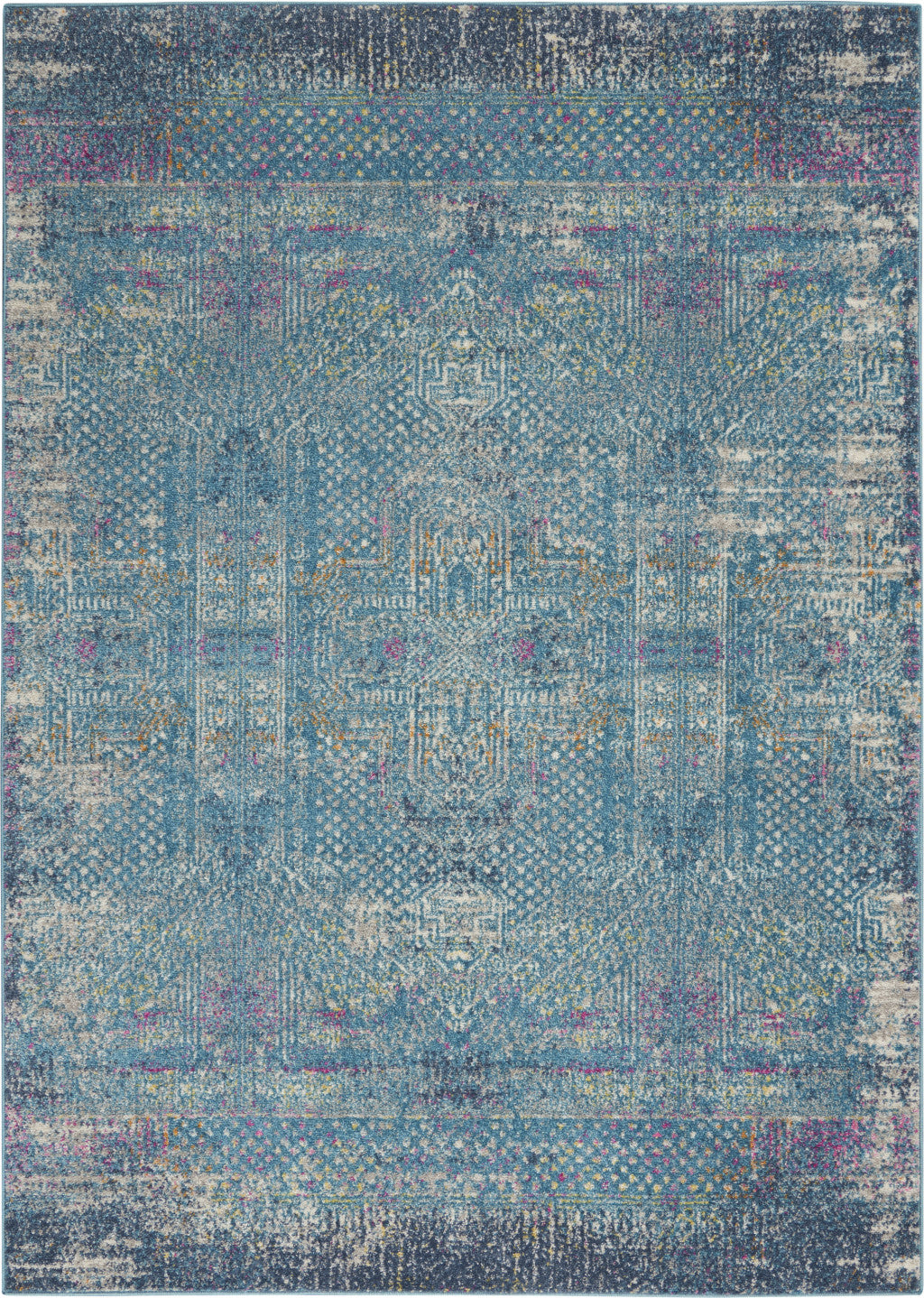 Southwestern Style Blue Area Rug with Stylish Power Loom Design for Elegant and Comfortable Home Decor