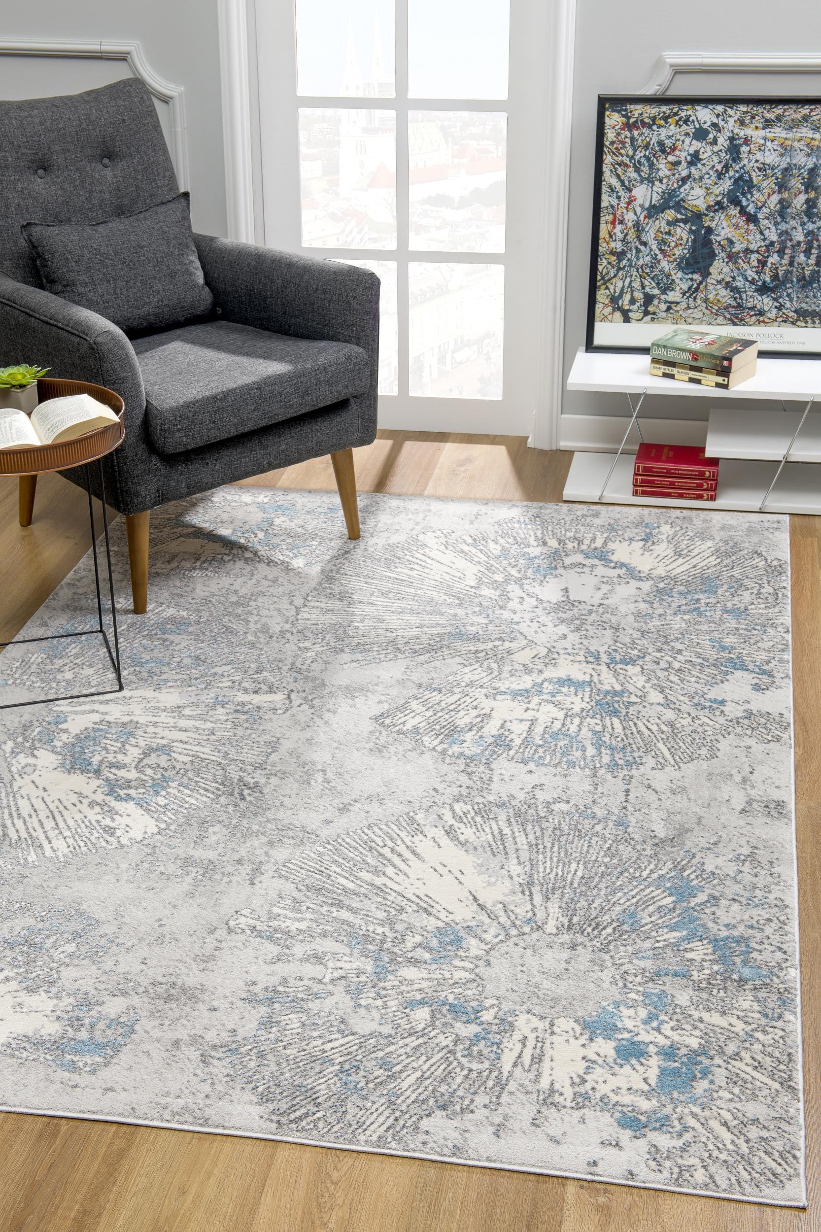 8'x10' Blue Abstract Dhurrie Area Rug - High - Quality, Artistic Design for Your Space