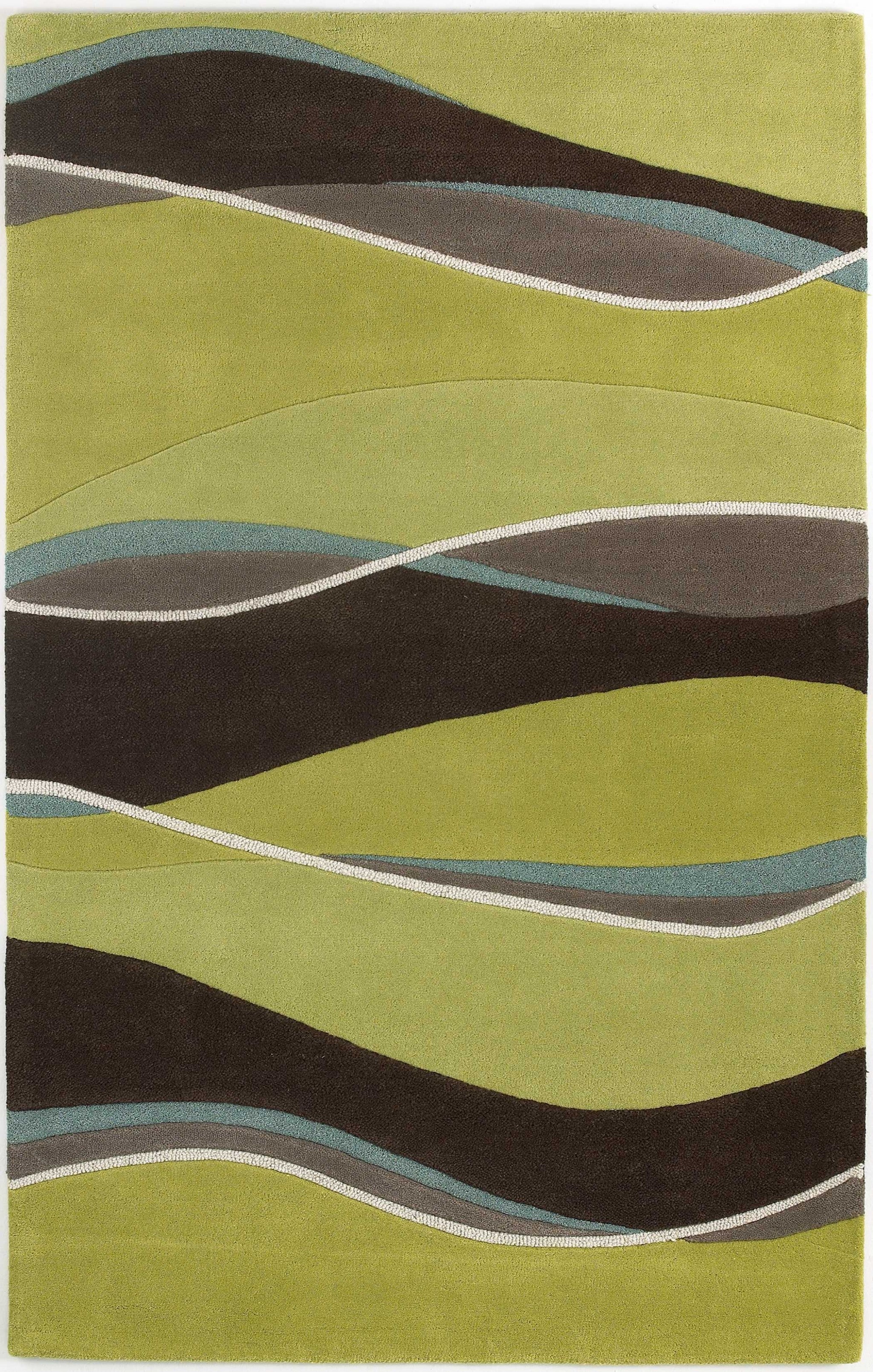 Exquisite Hand-Tufted Lime and Mocha Wool Area Rug to Enhance Your Space