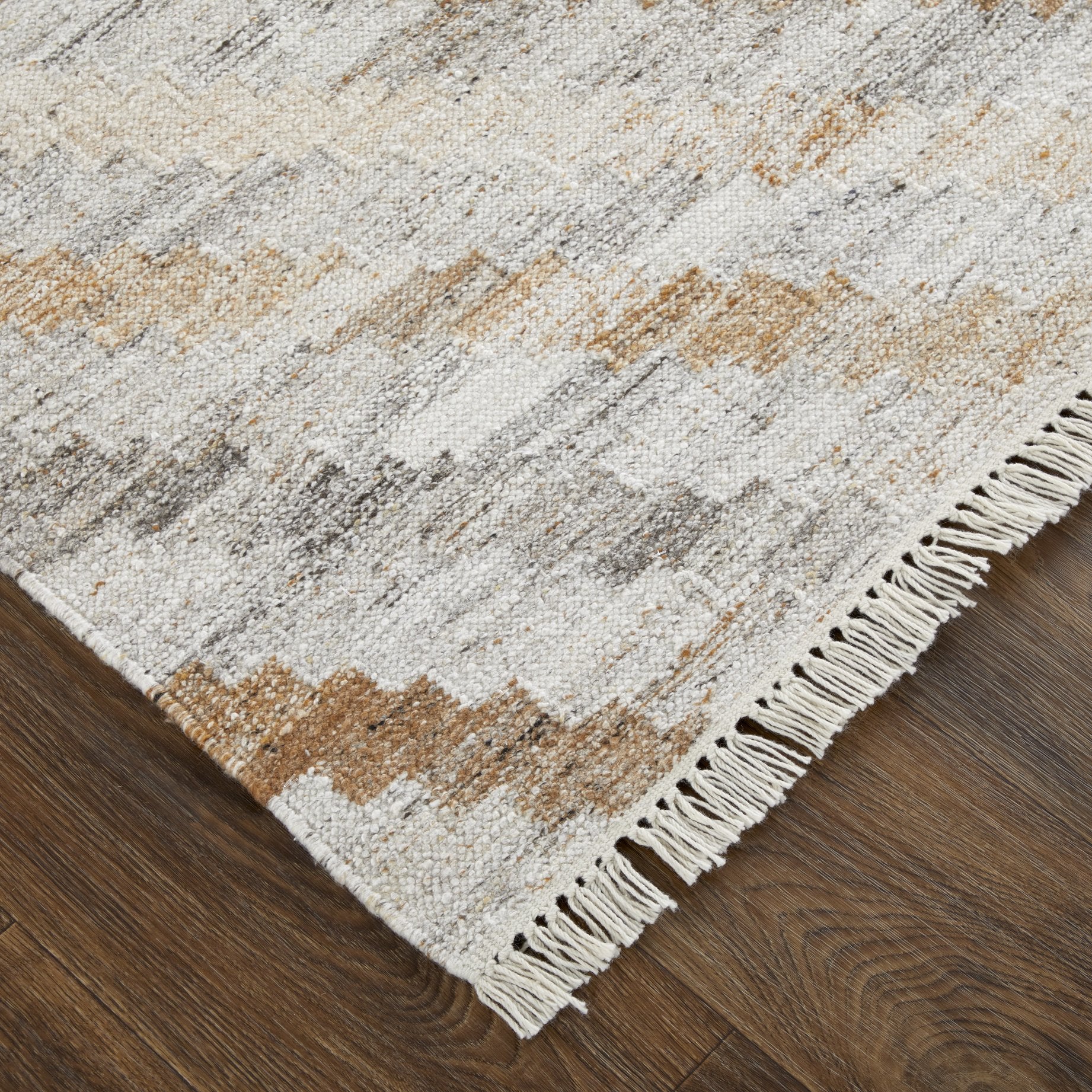 Beckett Handwoven Eco-Friendly PET Geometric Rug in Inky Gray and Beige for Stylish Interiors
