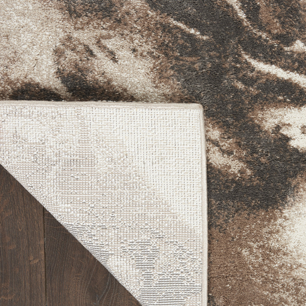 4' x 6' Tan Abstract Power Loomed Area Rug for Modern, Warm Home Decor