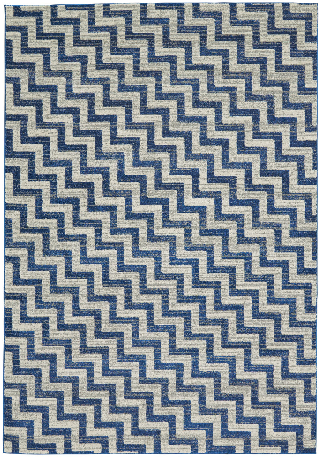 8x11 ft Blue & Gray Chevron Area Rug - Stain-Resistant for Kids, Pets & Any Room