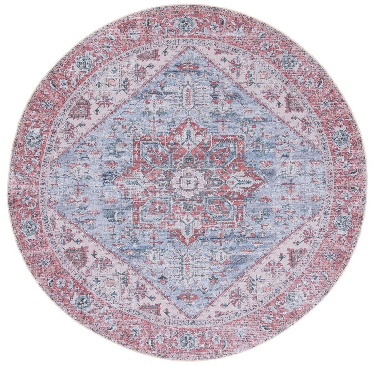 Tucson Traditional Power Loomed Polyester Rug - Non-Slip, Machine Washable for Simple Care