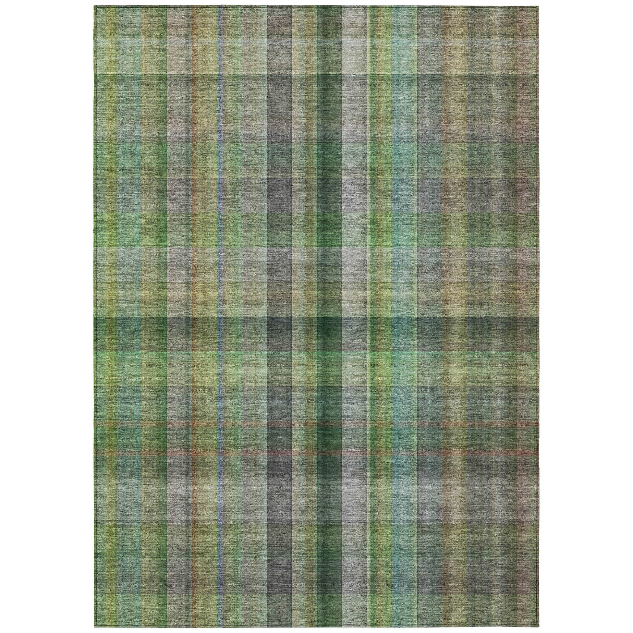 Stain-Resistant, Non-Skid, Washable Purple Round Plaid Rug for Indoors & Outdoors, Ideal for Kids & Pets