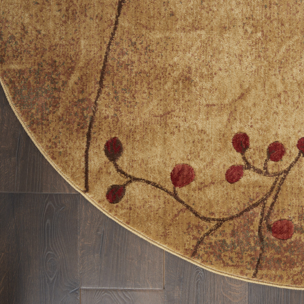 Gorgeous 6-Foot Brown Round Floral Power Loom Area Rug for Stylish Spaces