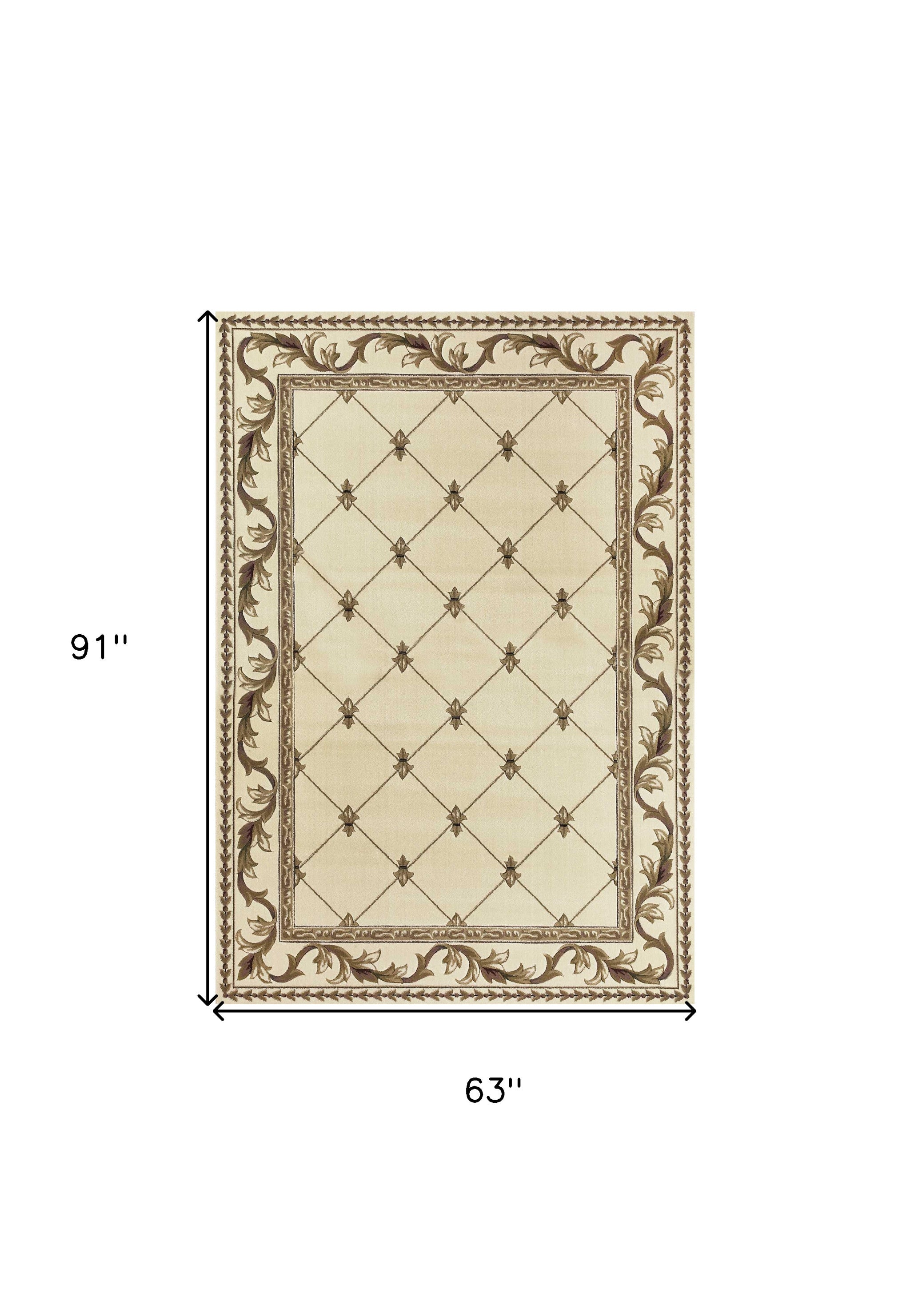 Ivory Fleur-de-Lis Modern Area Rug - Enhance Home Decor with Elegance