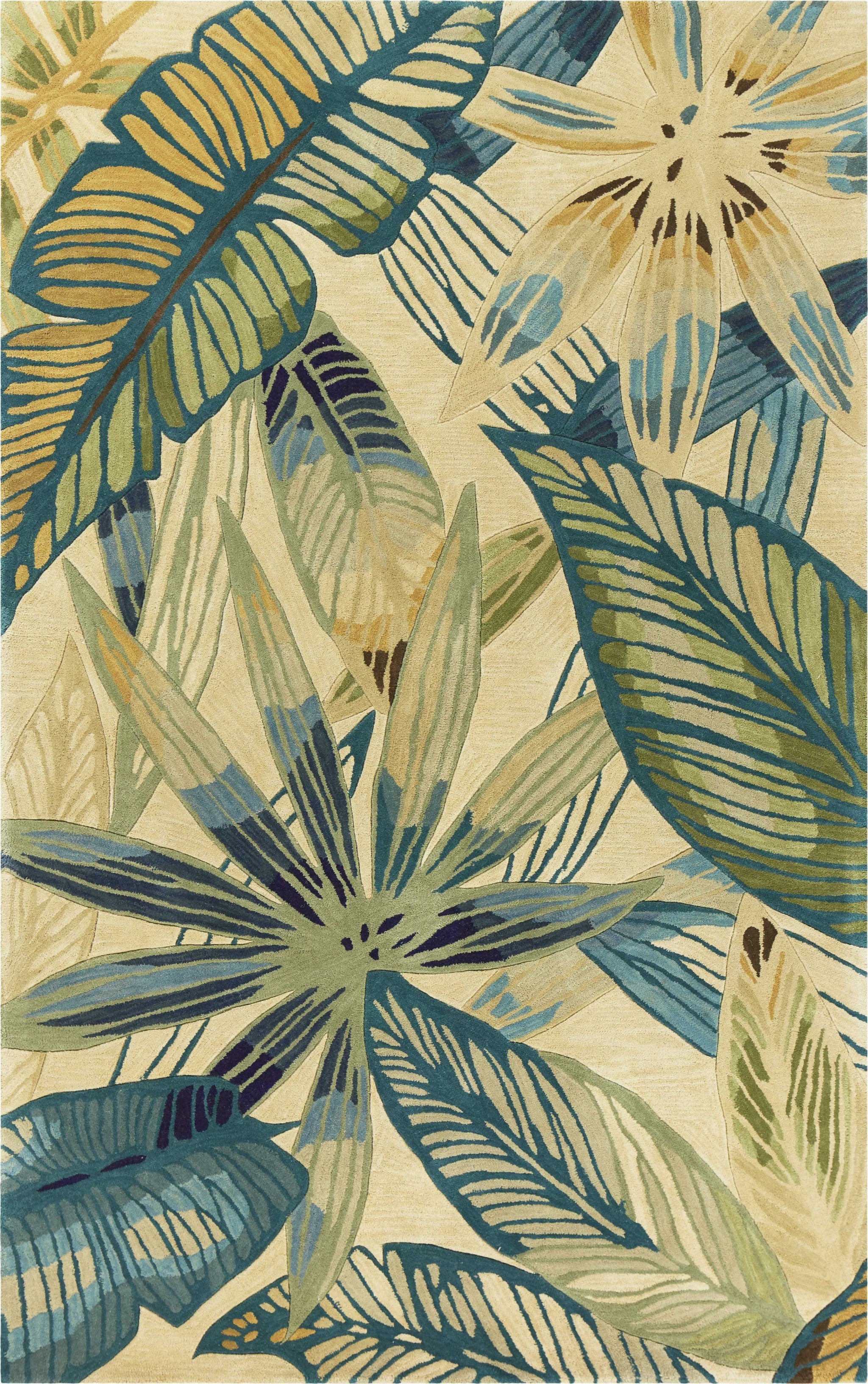 Exquisite Hand-Tufted Ivory & Teal Wool Nassau Rug for Modern Home Decor