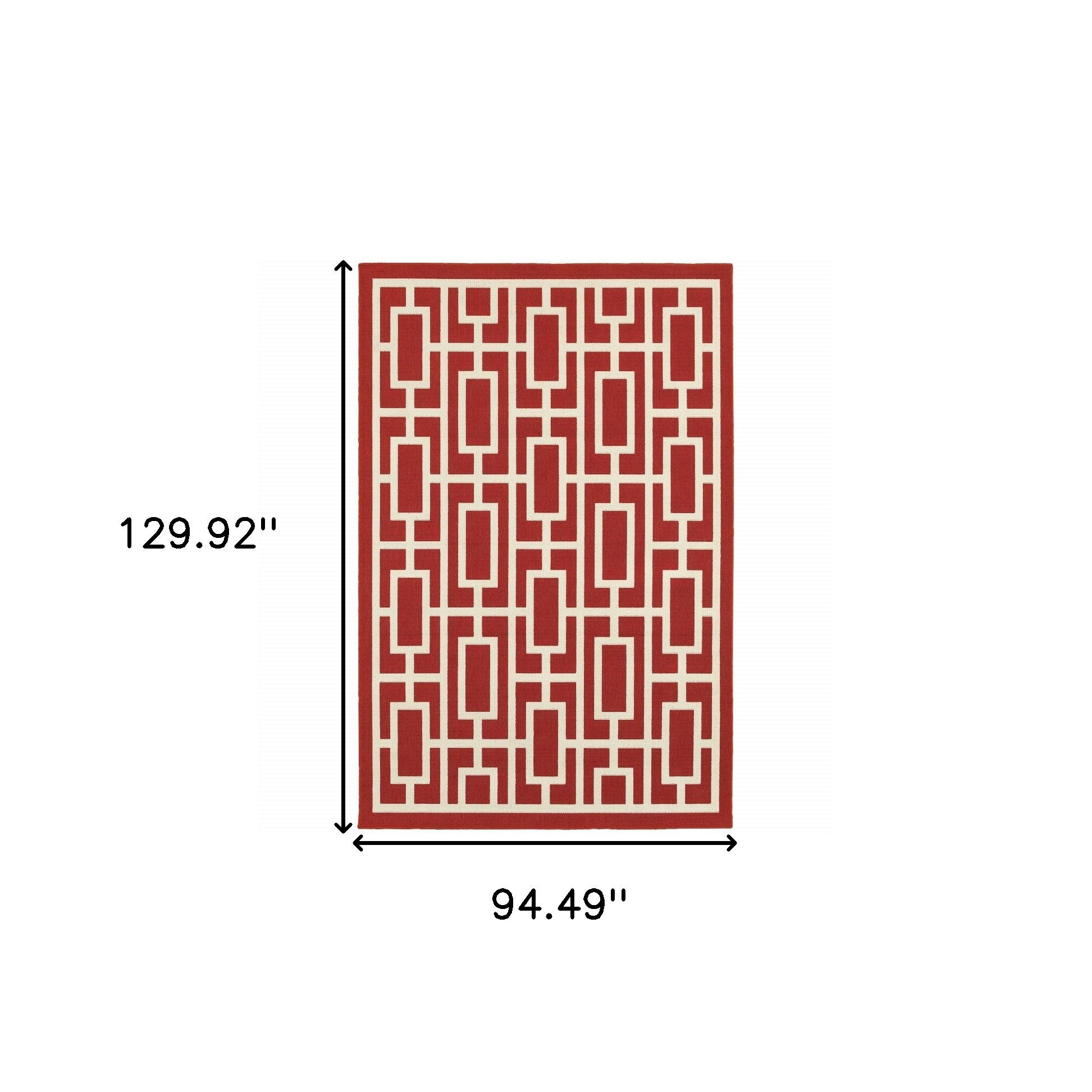 Stain-Resistant Red and Ivory Geometric Outdoor Rug for Stylish Indoor Spaces