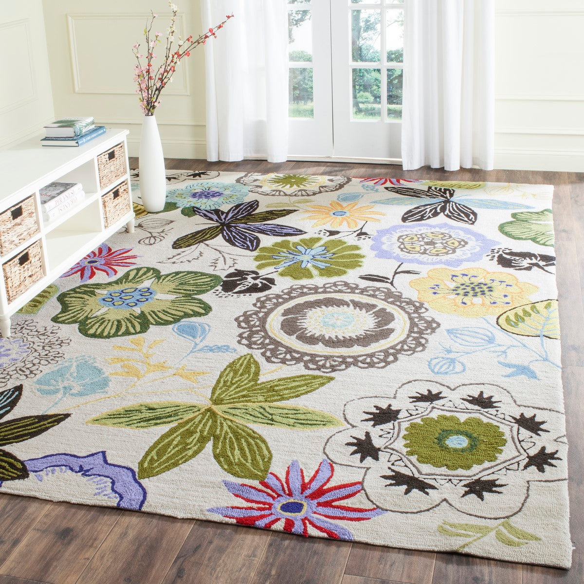 Exquisite Four Seasons Hand-Hooked Indoor and Outdoor Decorative Rug with Vibrant Global Textile-Inspired Design for Every Space