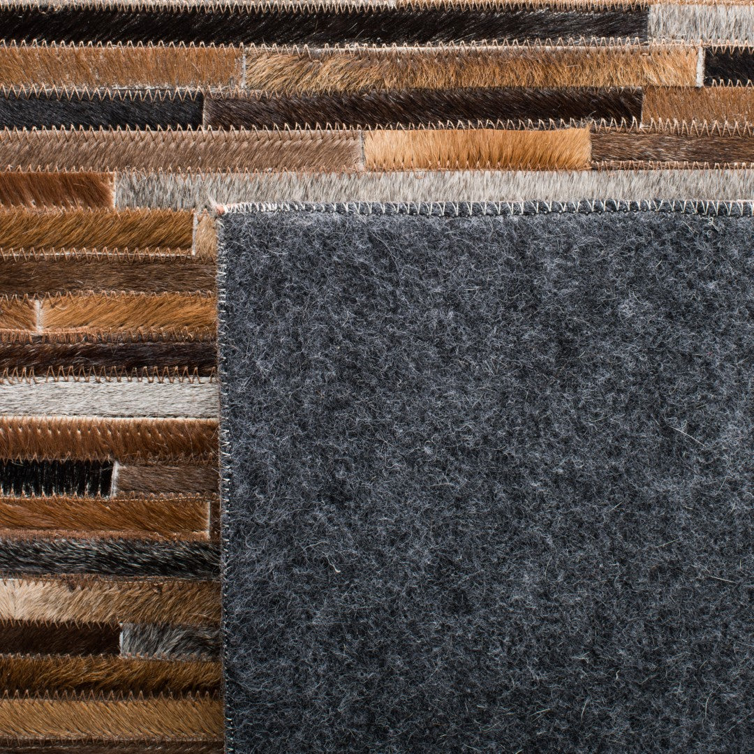 Exquisite Studio Hand - Woven Luxury Rectangle Floor Rug with a Blend of Premium Leather and Felted Cloth, Artfully Crafted in India
