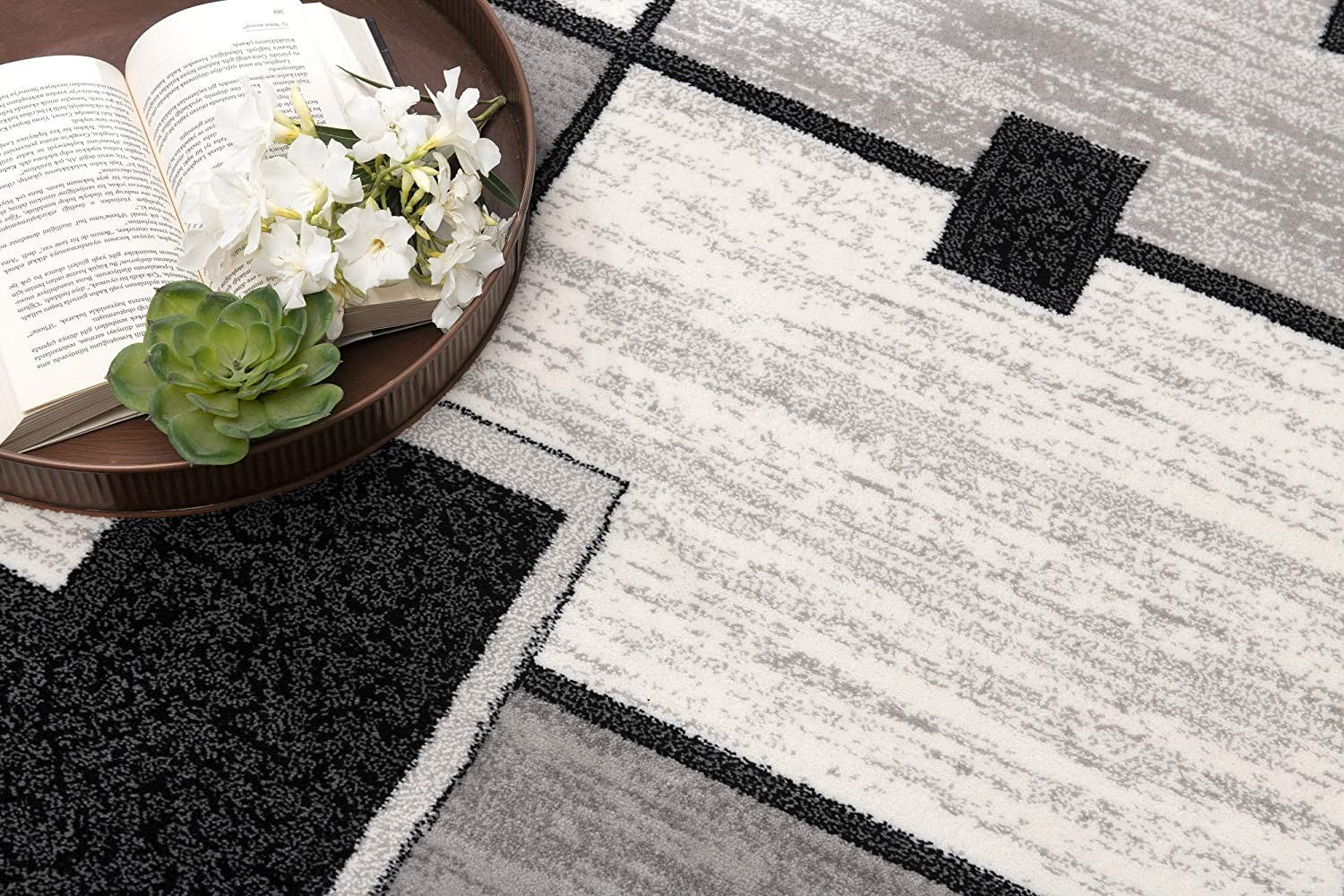 Stylish Gray Abstract Power Loom Runner Area Rug - Enhance Your Living Space with Artistic Design and Comfort