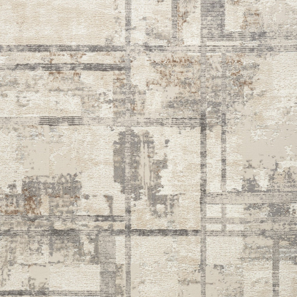 6' x 9' Ivory, Black & Gray Stain-Resistant Durable Modern Abstract Non-Skid Area Rug