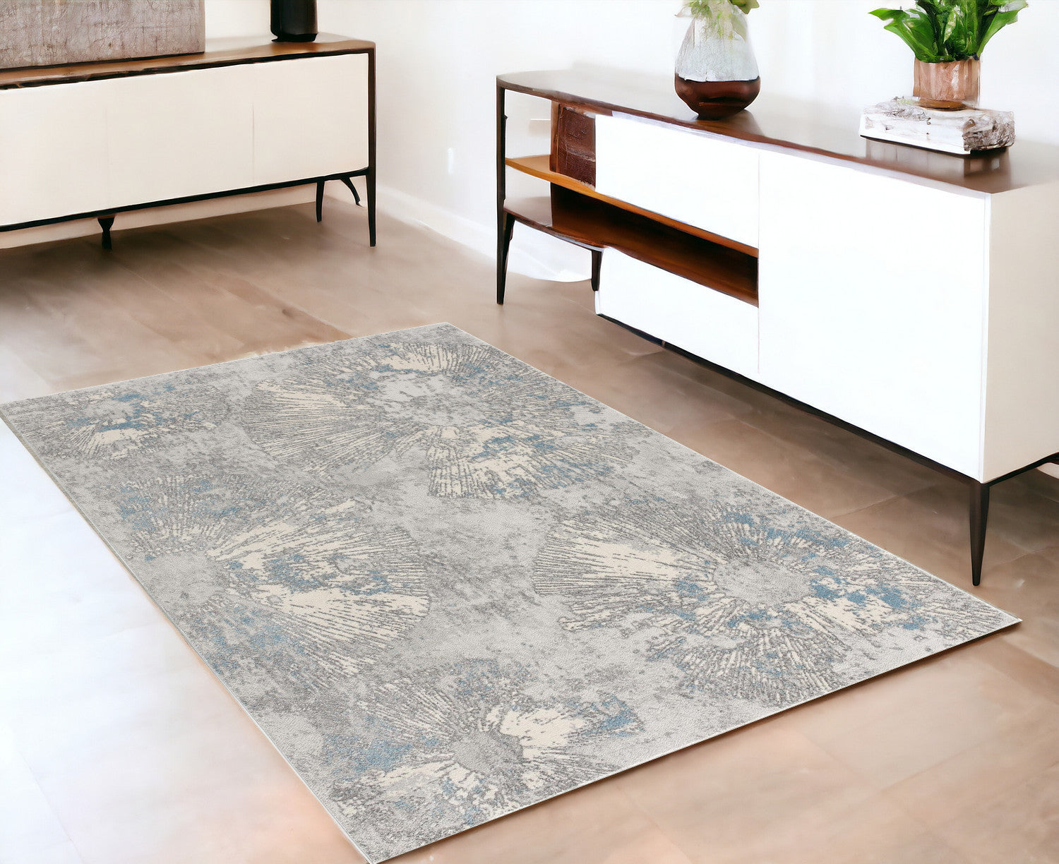8'x10' Blue Abstract Dhurrie Area Rug - High - Quality, Artistic Design for Your Space