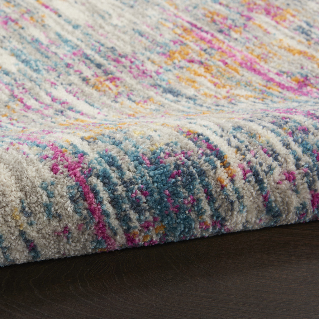 8' x 10' Pink and Ivory Abstract Power Loom Area Rug for Stylish and Warm Spaces