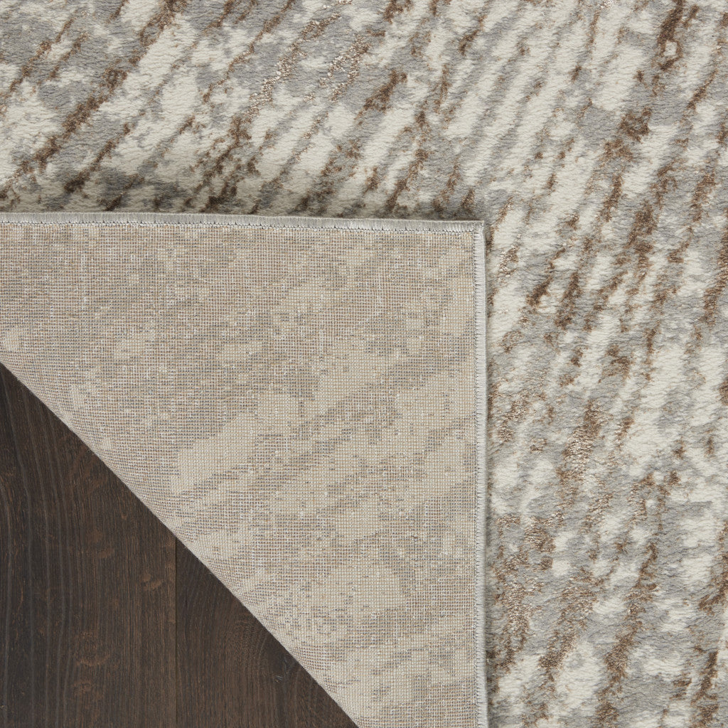 Stylish Gray and Ivory Abstract 8-Foot Power Loom Runner Rug for Enhancing Your Living Space
