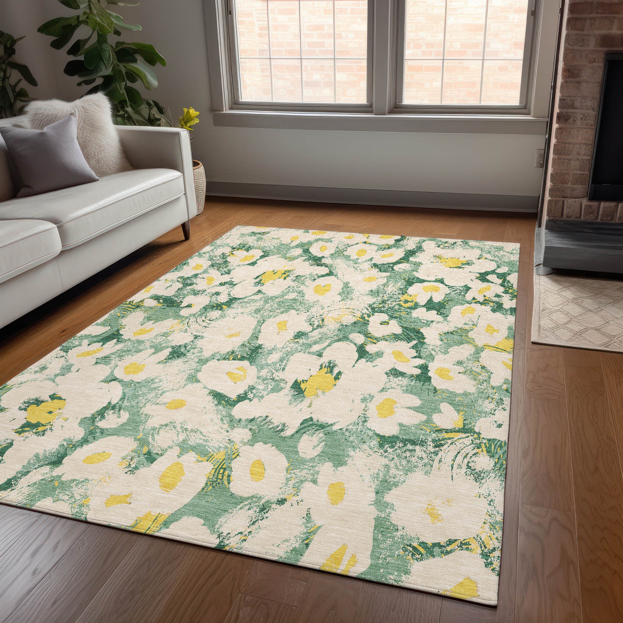 Exquisite Floral Indoor and Outdoor Runner Rug with Stain-Resistant, Non-Skid, and Washable Design for Home Decor