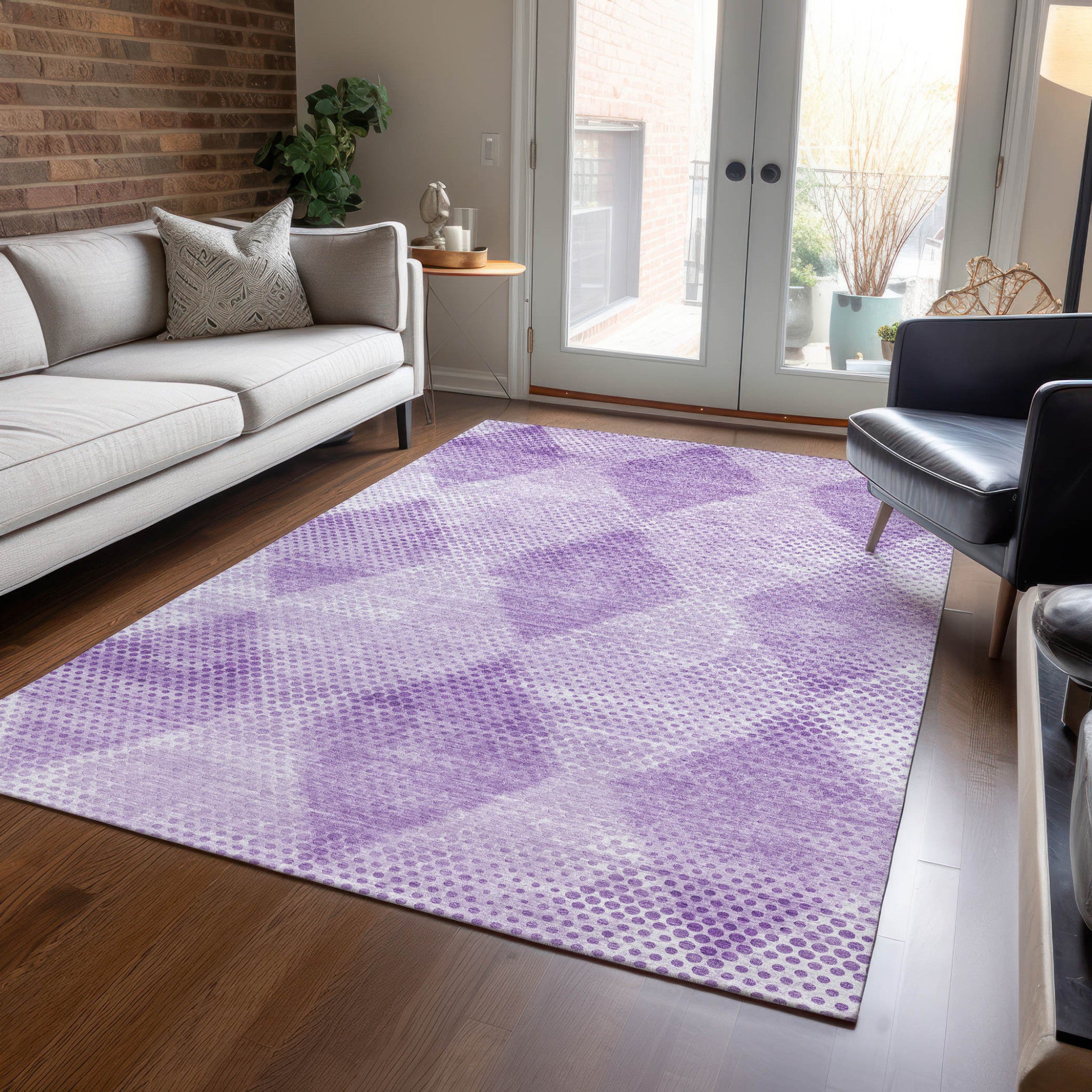 Stylish Blue Geometric Washable & Stain-Resistant Runner Rug for Indoor/Outdoor Spaces